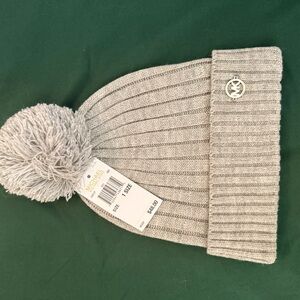 Michael Kors Gray Knit Pom-Pom Beanie